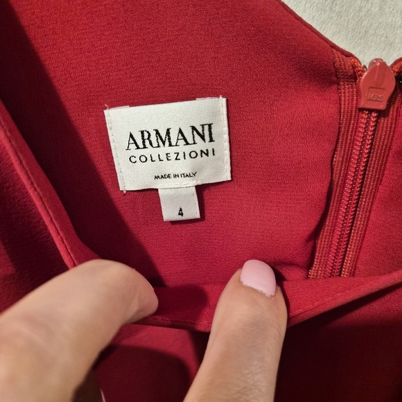 Armani Collezioni Silk Red Ruched Sleeveless Dress Sz 4 - Picture 7 of 9